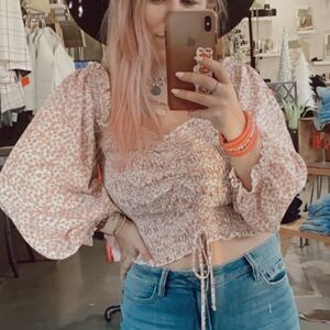 Pink floral crop top